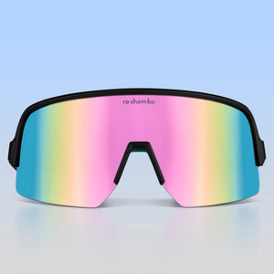 Black Roshambo Teen Wraparound Sunglasses Rainbow Mirror