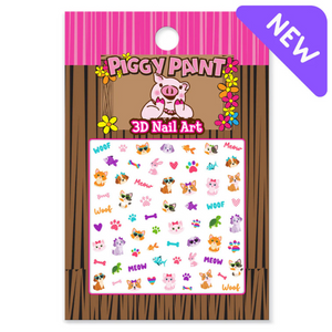 Piggy Paint Kid Friendly 3D Nail Art Stickers Playful Pets