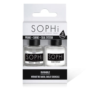 SOPHi Non Toxic Adult Nail Polish Prime, Shine + Seal System