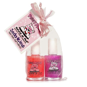 Piggy Paint Kid Friendly Nail Polish Gift Sets Soda-licious Gift Set: Groovy Grape - Coral Wild Child - Deep Shimmer Pink (Full Bottle Size)