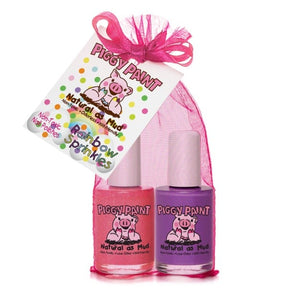 Piggy Paint Kid Friendly Nail Polish Gift Sets Rainbow Sprinkles Gift Set: Shimmy Shimmy Pop - Bright Pink Tutu Cool - Purple (Full Bottle Size)
