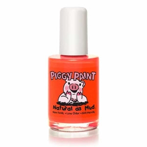 Piggy Paint Kid Friendly Nail Polish (Full Bottle Size - 15ml) Drama - Neon Red Orange Shimmer