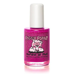 Piggy Paint Kid Friendly Nail Polish (Full Bottle Size - 15ml) Glamour Girl - Purple Shimmer with Silver Glitter