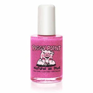 Piggy Paint Kid Friendly Nail Polish (Full Bottle Size - 15ml) Tickled Pink - Bright Pink Glitter
