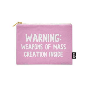 Canvas Pouch/Purse by Studio Inktvis Pink - Warning: Weapons Of Mass Creation Inside