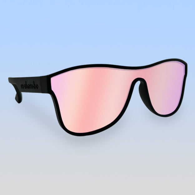 Black Roshambo Toddler Single Shield Sunglasses Rose Gold