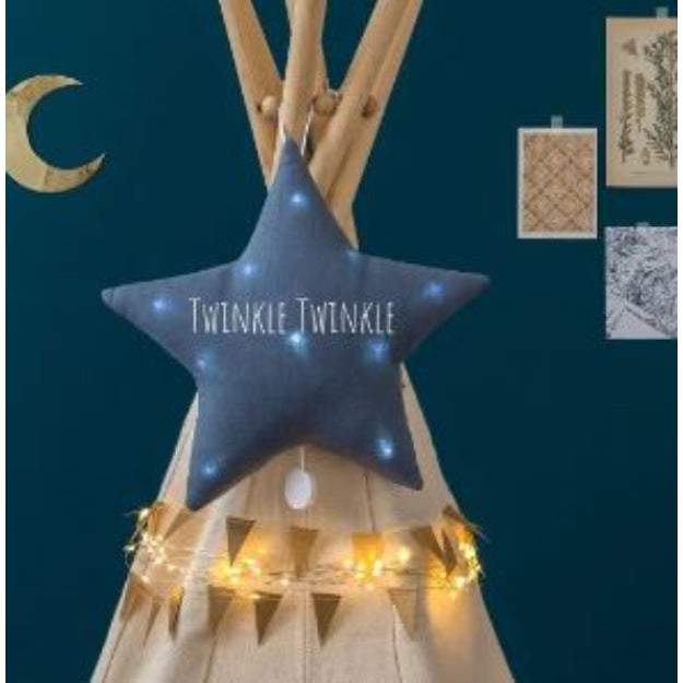Musical Star Night Light in Glitter Linen by oh la la PARIS