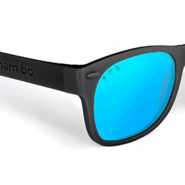 Black RoShamBo Toddler Sunglasses Blue Mirror
