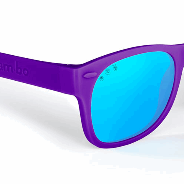 Dark Purple RoShamBo Baby Sunglasses Blue Mirror