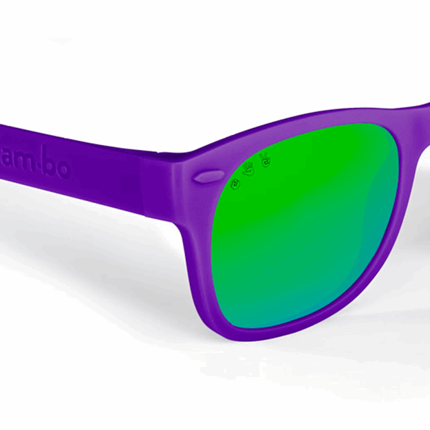 Dark Purple RoShamBo Baby Sunglasses Green Mirror