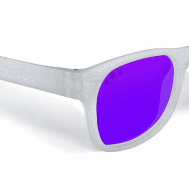 Glitter White RoShamBo Toddler Sunglasses Purple Mirror