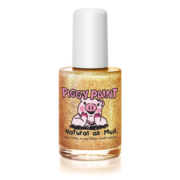 Piggy Paint Kid Friendly Nail Polish (Full Bottle Size - 15ml) Heart of Gold - Gold Glitter