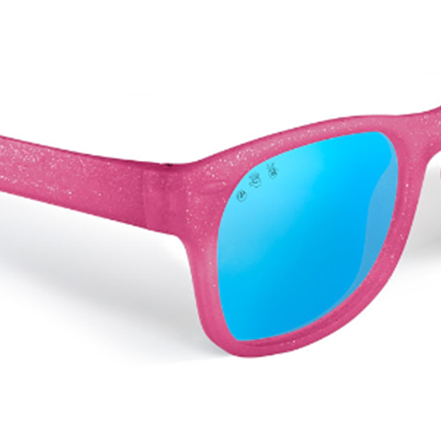 Glitter Pink RoShamBo Baby Sunglasses Blue Mirror