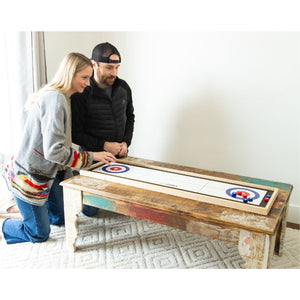 Yard Games Curling and Shuffleboard 2 in 1 Table Top Game with 8 Rolling Discs - Kids Happy House