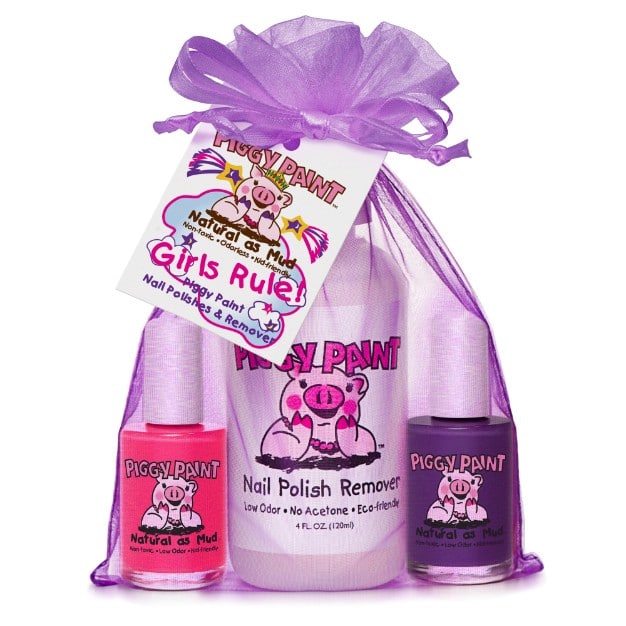 Piggy Paint Kid Friendly Nail Polish Gift Sets Birthday Bash Gift Set: Jazz It Up - Pink Shimmer Sea-Quinn - Matte Turquoise Groovy Grape - shimmer purple (Full Bottle Size)