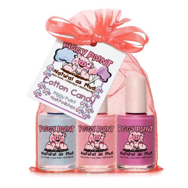 Piggy Paint Kid Friendly Nail Polish Gift Sets Birthday Bash Gift Set: Jazz It Up - Pink Shimmer Sea-Quinn - Matte Turquoise Groovy Grape - shimmer purple (Full Bottle Size)