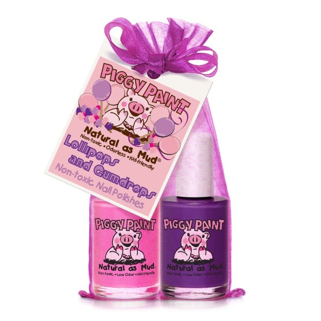 Piggy Paint Kid Friendly Nail Polish Gift Sets Birthday Bash Gift Set: Jazz It Up - Pink Shimmer Sea-Quinn - Matte Turquoise Groovy Grape - shimmer purple (Full Bottle Size)