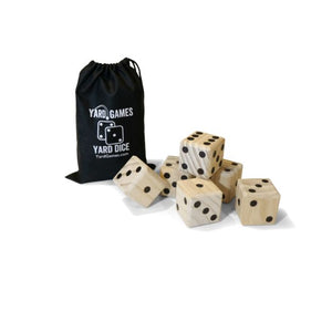 Yard Games Large 2.5" Wooden Yard Dice with Laminated Yardzee and Yard Farkle | Includes 6 Dice with Durable Carrying Case - Kids Happy House