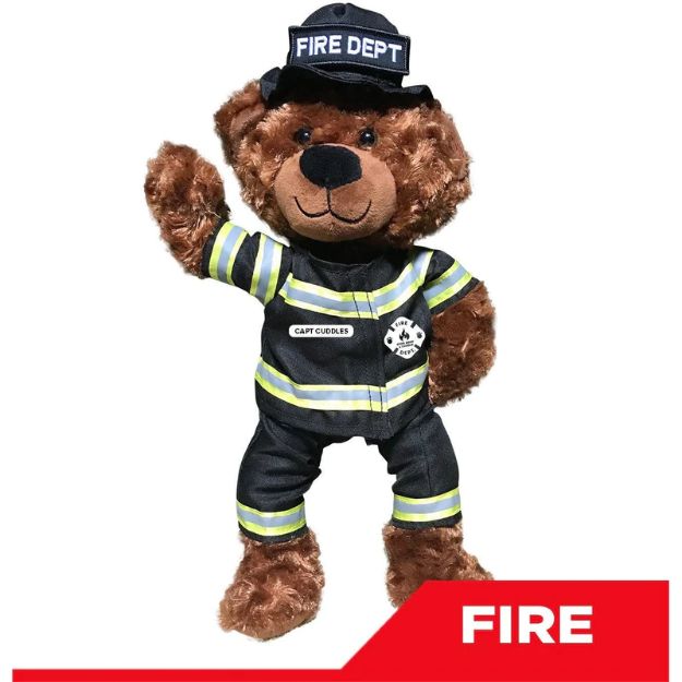 Firefighter deals stuffed bear