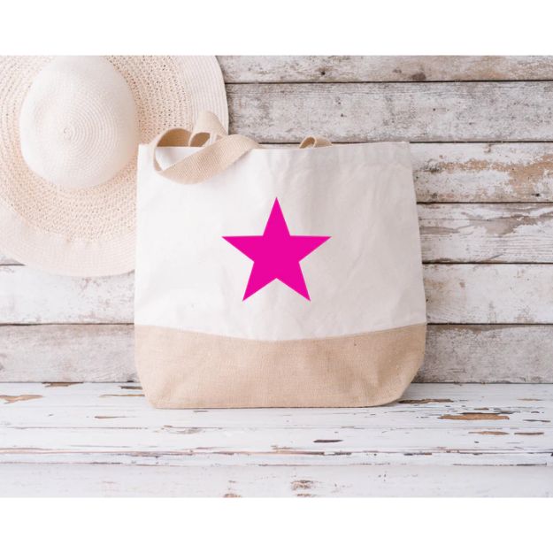 Star Range Natural Beach Bag by Crafty Clara Hot Pink