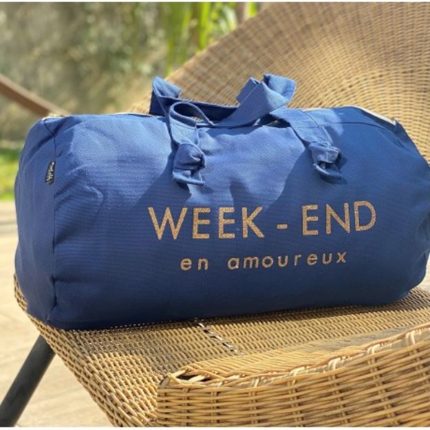 Travel Duffle Bag in Navy Blue - "Week-End En Amoureux" Romantic Week-End by Marcel & Lily - Kids Happy House